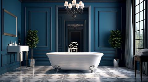 salle de bain au style contemporain avec baignoire centrale